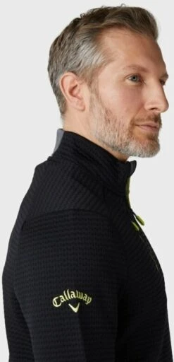 Callaway Midweight Textured 1/4 Zip Mens Fleece Caviar/Yellow Plum L -Callaway Sales main 1bb9a7ad