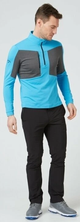 Callaway Mens Aquapel 1/2 Zip Mixed Media Pullover Malibu Blue/Caviar XL 6 Callaway Mens Aquapel 1/2 Zip Mixed Media Pullover Malibu Blue/Caviar XL - Image 6