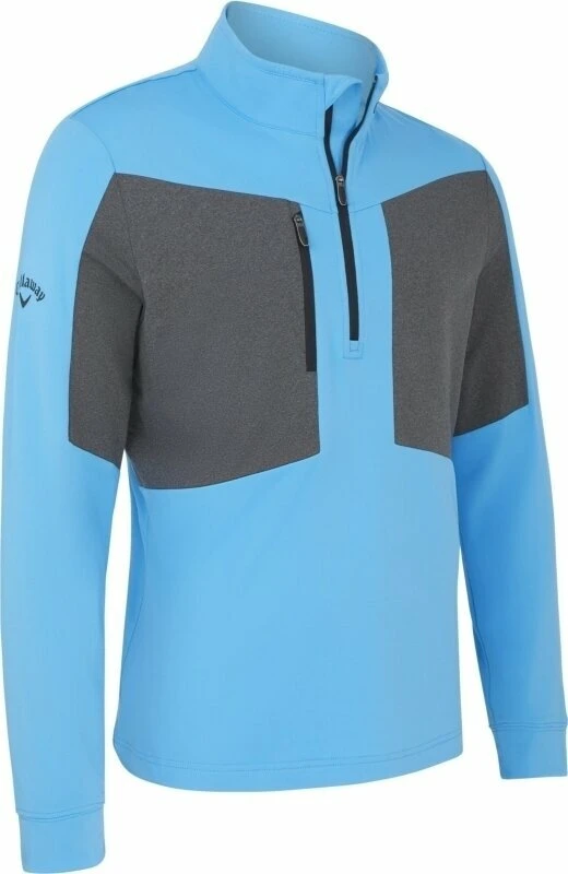 Callaway Mens Aquapel 1/2 Zip Mixed Media Pullover Malibu Blue/Caviar XL 1 Callaway Mens Aquapel 1/2 Zip Mixed Media Pullover Malibu Blue/Caviar XL