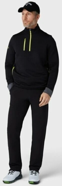 Callaway Midweight Textured 1/4 Zip Mens Fleece Caviar/Yellow Plum L -Callaway Sales main 52d2eb58