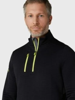 Callaway Midweight Textured 1/4 Zip Mens Fleece Caviar/Yellow Plum L -Callaway Sales main 5360291d