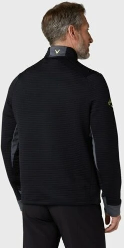 Callaway Midweight Textured 1/4 Zip Mens Fleece Caviar/Yellow Plum L -Callaway Sales main 6254c086