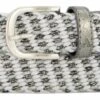Alberto Belt Metal Braided Silver/White Womens 100