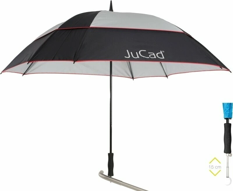 Jucad Telescopic Umbrella Windproof With Pin Black/Silver/Red 1 Jucad Telescopic Umbrella Windproof With Pin Black/Silver/Red