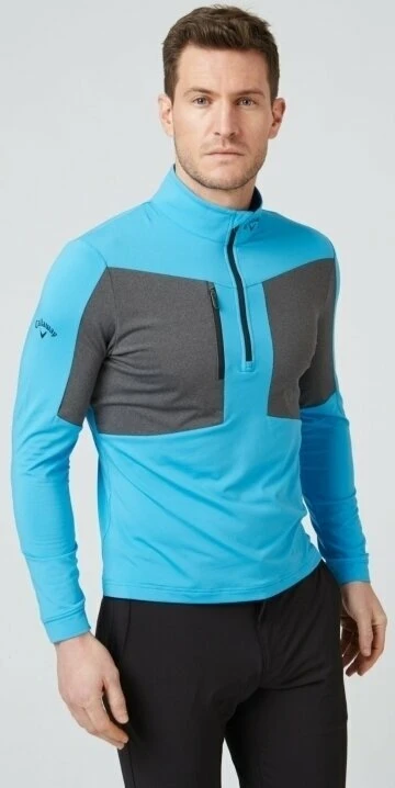 Callaway Mens Aquapel 1/2 Zip Mixed Media Pullover Malibu Blue/Caviar XL 5 Callaway Mens Aquapel 1/2 Zip Mixed Media Pullover Malibu Blue/Caviar XL - Image 5