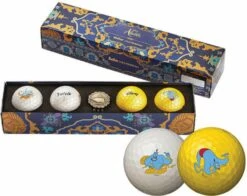 Volvik Solice Disney 4 Pack Golf Balls Aladdin Plus Ball Marker White/Gold